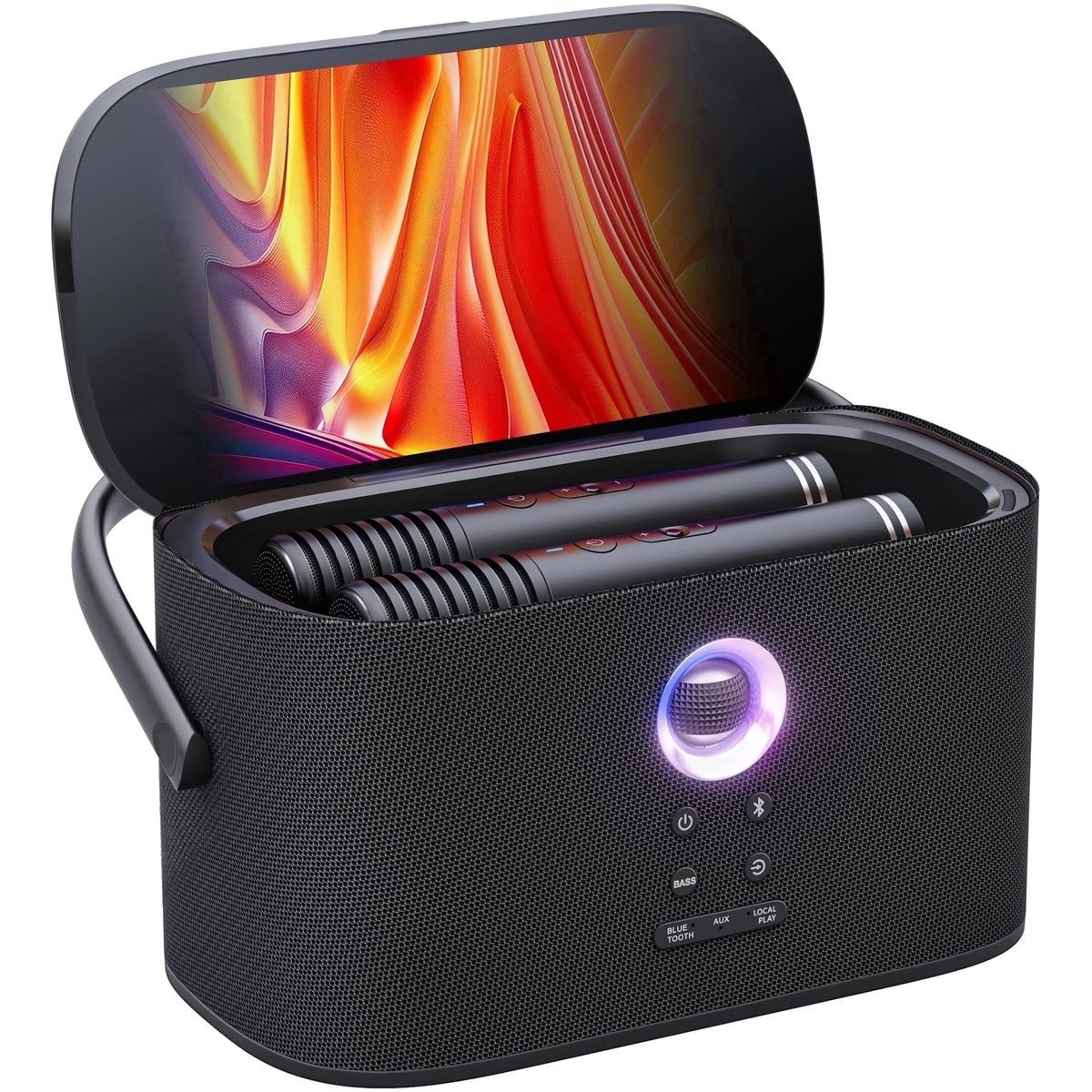 Machine Karaoké Ikarao avec Écran d'Affichage des Paroles pour Adultes, Système Karaoké Professionnel avec 2 Micros sans Fil pour Télévision, Maison et Fêtes en Extérieur