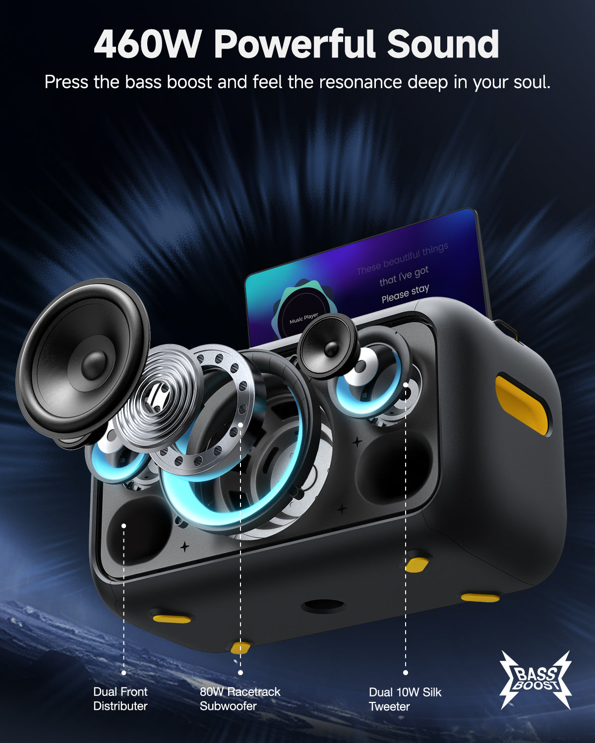 Machine de Karaoké Ikarao pour Adultes, avec Écran Intégré de 13,3 Pouces, Enceinte Bluetooth Portable et 2 Microphones sans Fil pour TV, Soirées Musicales