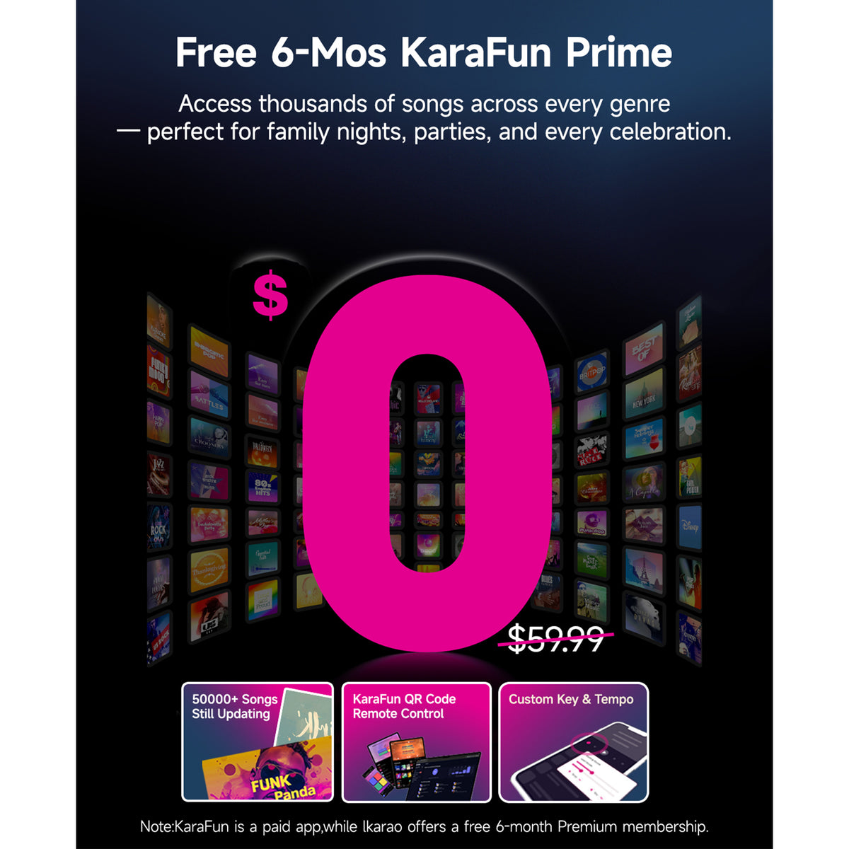 Machine de Karaoké Ikarao pour Adultes, avec Écran Intégré de 13,3 Pouces, Enceinte Bluetooth Portable et 2 Microphones sans Fil pour TV, Soirées Musicales